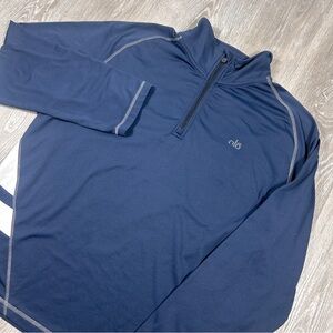 Alo Sweatshirt Men XL Blue Minimal Athletic Polyester Quarter Zip Pullover
